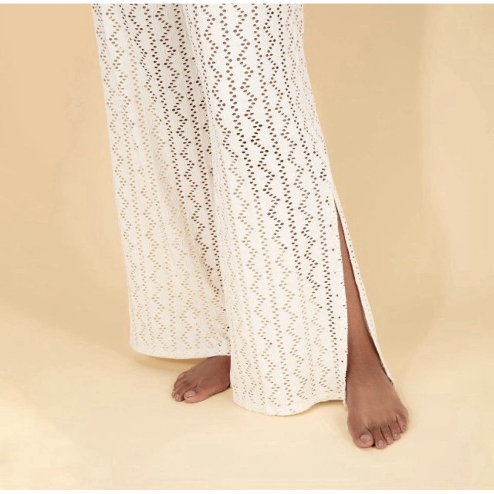 Lands' End Women's Size Medium Crochet Size Slip Cover-Up Swimsuit Pants Ivory